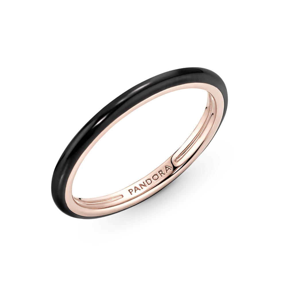 Anillo Con Esmalte Negro - Pandora Original