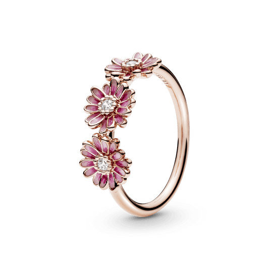 Anillo Trío de Margaritas Rosa - Pandora Original